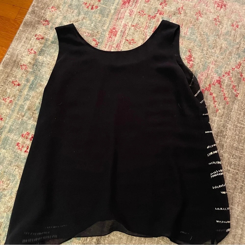 Nic & Zoe Navy and White Stitched Tank Top - Picture 3 of 7